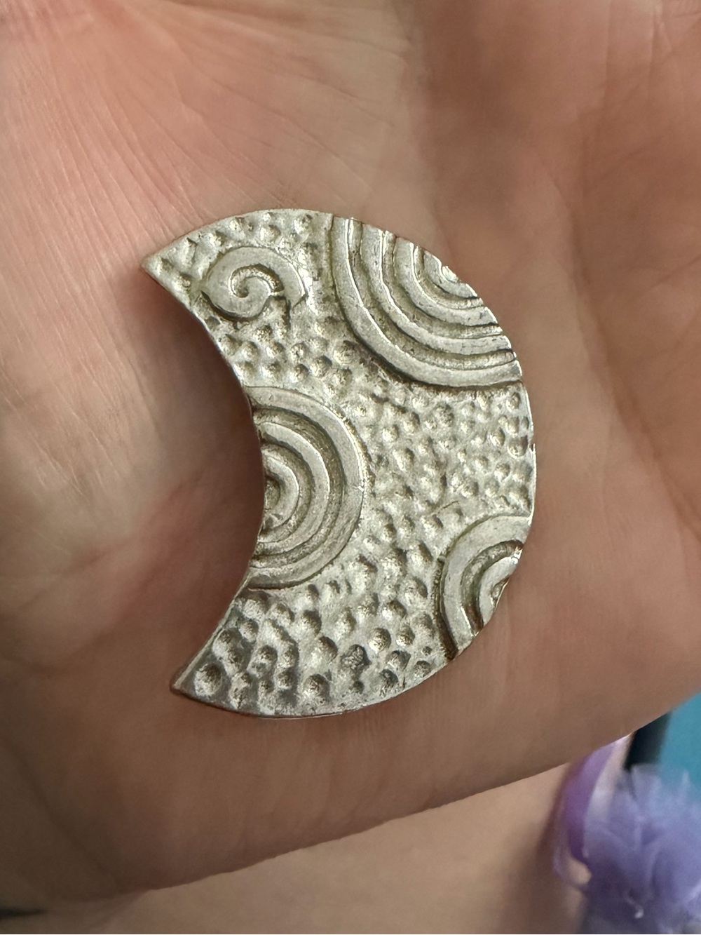 Silver Crescent Textured Brooch - Women Jewelry from Ireland